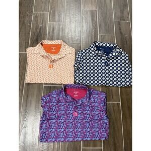 Lot Of 3 Bogey Bros Golf Performance Polos Eggs, Peaches, Whale Trail Medium